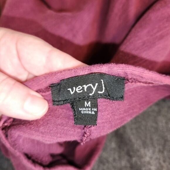 VERY J Tunic Dress Women Medium M Wine Red Long Lace Up Sleeve Mini 100% Cotton - Picture 3 of 12